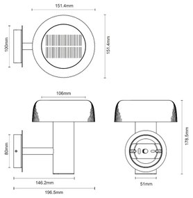 Zuma Line WT33111 - Lampada solare da parete BLUET LED/2,5W/2000mAh IP44 nero