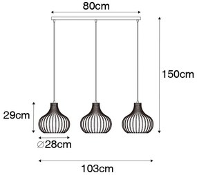 Lampada a sospensione moderna nera 3 luci - Saffira