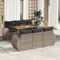 Set Divani da Giardino 7 pz con Cuscini Grigio in Polyrattan 3327224