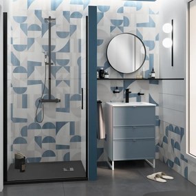 Mobile sottolavabo e lavabo Quadra per vasca centrale bianco-cielo in mdf L 60 x H 93 x P 39 cm 3 cassetti