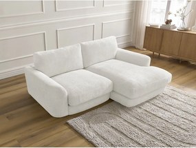 Divano angolare bianco (con penisola a destra/con chaise lounge) con rivestimento in ciniglia Leonore – Bobochic Paris