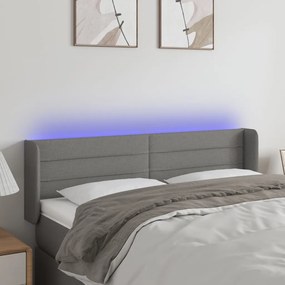 Testiera A Led Grigio Scuro 147x16x78/88 Cm İn Tessuto /