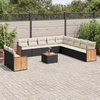 Set Divani da Giardino 12 pz con Cuscini Nero in Polyrattan 3227813