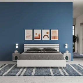 Letto con rete 160x190 testata inclinata con doghe bianco frassino Ankel