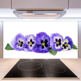 Pannello cucina paraschizzi Petali di fiori di viole del pensiero 100x50 cm