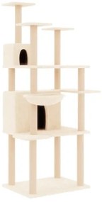 Albero per Gatti con Tiragraffi in Sisal Crema 166 cm