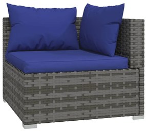 Set divani da giardino 14 pz con cuscini in polyrattan grigio