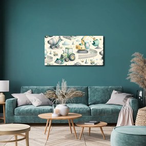 Quadro su tela – Escavatori e trattori per bambini
