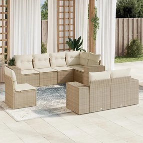 Set divano da giardino 8 pz con cuscini beige in polyrattan