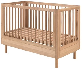 Lettino di colore naturale in rovere massiccio con altezza regolabile 60x120 cm Forrest – Vipack