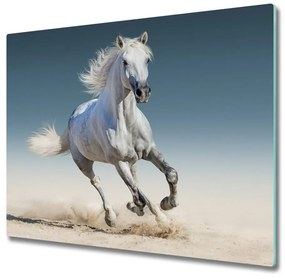 Tagliere in vetro temperato Cavallo bianco su galoppo 60x52 cm