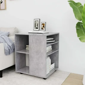 Mobiletto Con Ruote Grigio Cemento 60x53x72cm Legno Multistrato /