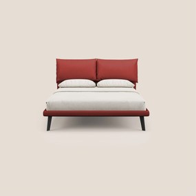 Astrid letto imbottito con piedi in legno in microfibra smacchiabile T11