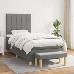 Giroletto A Molle Con Materasso Grigio Scuro 80x200 Cm Tessuto /