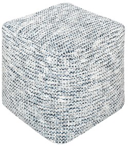 IVOR - pouf in lana avorio con decoro 40 x 40