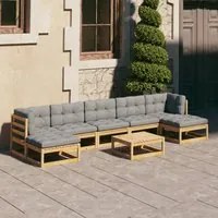 Set Divani da Giardino 8 pz con Cuscini Legno Massello di Pino cod mxl 38094