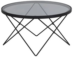 Tavolino nero con piano in vetro ø 80 cm Cuxton - Actona