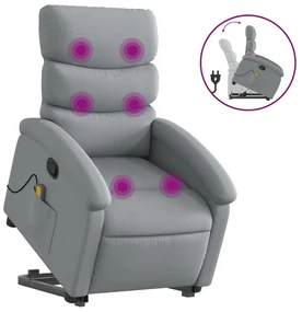Poltrona alzapersona massaggi reclinabile grigio chiaro tessuto