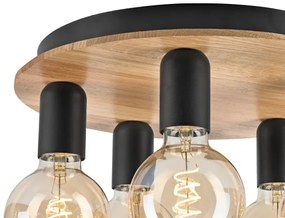 Plafoniera DUSTY 5xE27/15W/230V diametro 34 cm quercia/nero