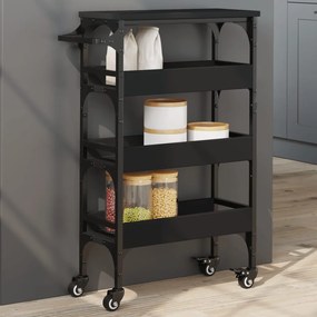 Carrello Da Cucina Nero 53x20x76 Cm İn Legno Multistrato /