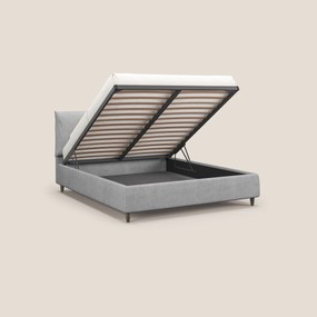Mariana letto imbottito contenitore con cuscini in tessuto impermeabile T02 grigio chiaro