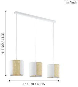 Eglo 43402 - Lampadario a sospensione con filo ARNHEM 3xE27/40W/230V