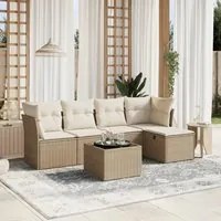 Set Divano da Giardino 6 pz con Cuscini Beige in Polyrattan 3263144