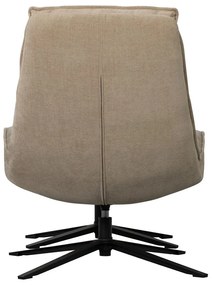 Poltrona con poggiapiedi di colore naturale girevole con rivestimento in ciniglia Kube – WOOOD