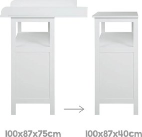 Cassettiera per bambini grigia con fasciatoio 87x100x75 cm Hamburg – Roba