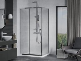 Mexen Apia cabina doccia scorrevole 120 x 90 cm, trasparente, cromo + piatto Flat - 840-120-090-01-00-4010