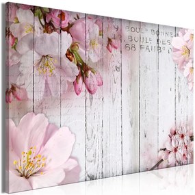 Quadro  Flowers on Boards (1 Part) Wide  Colore Rosa, Dimensioni e Misure 90x60