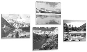 Set di quadri – Paesaggi montani affascinanti in bianco e nero