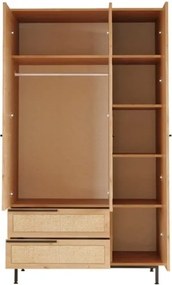Armadio Guardaroba Con Barra Appendiabiti 3 Ante 2 Cassetti Legno E Rafia Ocean