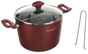 Pentola pasta 22 cm bordeaux con 2 cestelli e coperchio