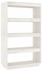 Libreria/Divisorio Bianco 80x35x135 cm Legno Massello di Pino