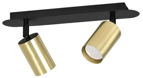 Plafoniera Spot Faretti Regolabili 2 Luci Guanyin A Cilindro In Acciaio Nero E Oro