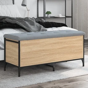 Panca Portaoggetti Rovere Sonoma 102x42x45 Cm Legno Multistrato /