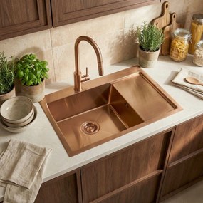 Lavello in acciaio Fin BRUSH COPPER