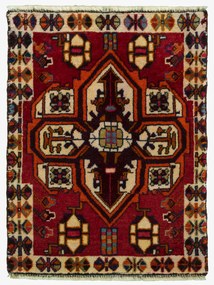 Shiraz Tappeto 50x70 Rosso (Iran) Annodato A Mano