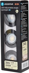 Aigostar - Set di 3 faretti da incasso LED 1x GU10/4,5W/230V 4000K nero