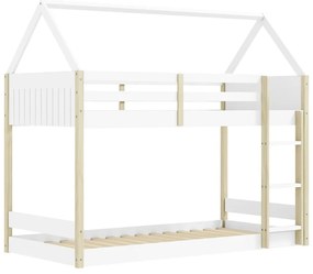 Letto da bambini a forma di casa/a castello bianco/di colore naturale 90x190 cm Valka – Marckeric
