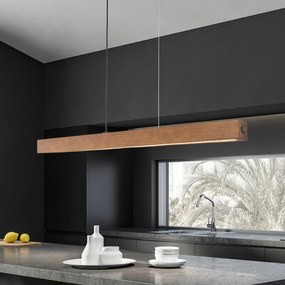 TK Lighting Lampada a sospensione in legno LED Teo, noce, 126 cm, dimmer touch