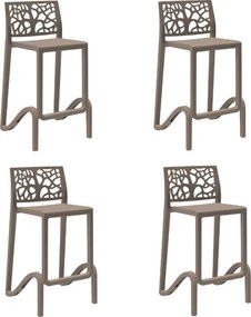 Sgabello bar alto H. seduta 65 cm con schienale TETI Tortora set 4 pezzi