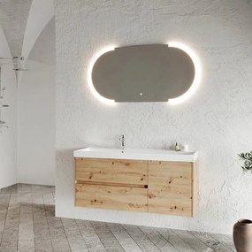 Mobile sottolavabo e lavabo Portofino per vasca centrale rovere oro in mdf L 120 x H 51 x P 40 cm, 1 anta 2 cassetti