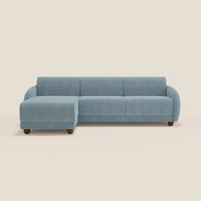 Giglio divano letto angolare con materasso alto 18 cm e penisola contenitore in morbido bouclé impermeabile T07 carta da zucchero