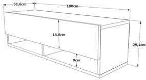 Mobile Tv Sospeso 100x32x30 2 Vani Effetto Legno Rovere E Verde Frame