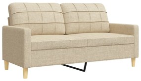 Set divani 3 pz con poggiapiedi crema in tessuto