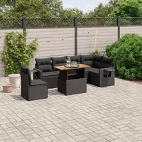 Set Divani da Giardino con Cuscini 7pz Nero Polyrattan 3271776