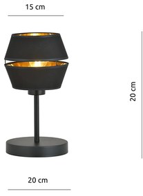 Lampada Da Tavolo Contemporanea 1 Luce Bellerofonte In Metallo Nero E Oro