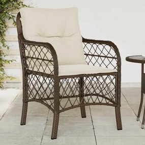 Sedie da giardino con cuscini 2 pz marroni in polyrattan